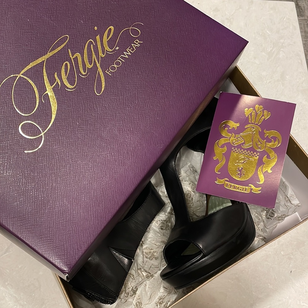 Fergie Black Platform Sandal Peep Toe Heels